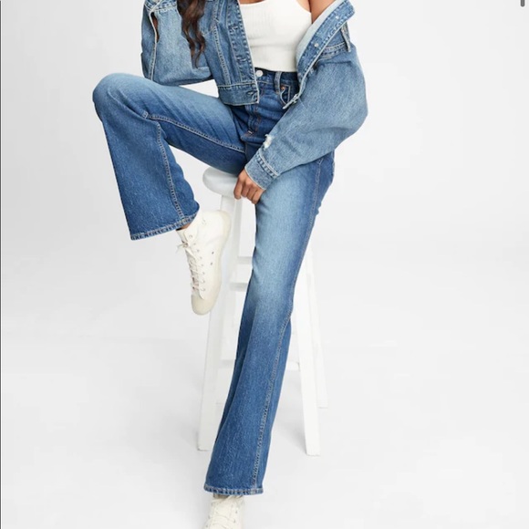 Gap Medium Indigo High Rise Vintage Flare Jeans - Picture 2 of 4